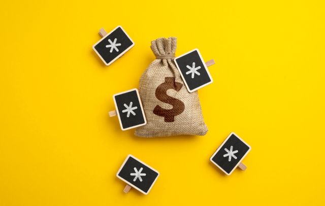 ドル袋の周りにあるアスタリスク